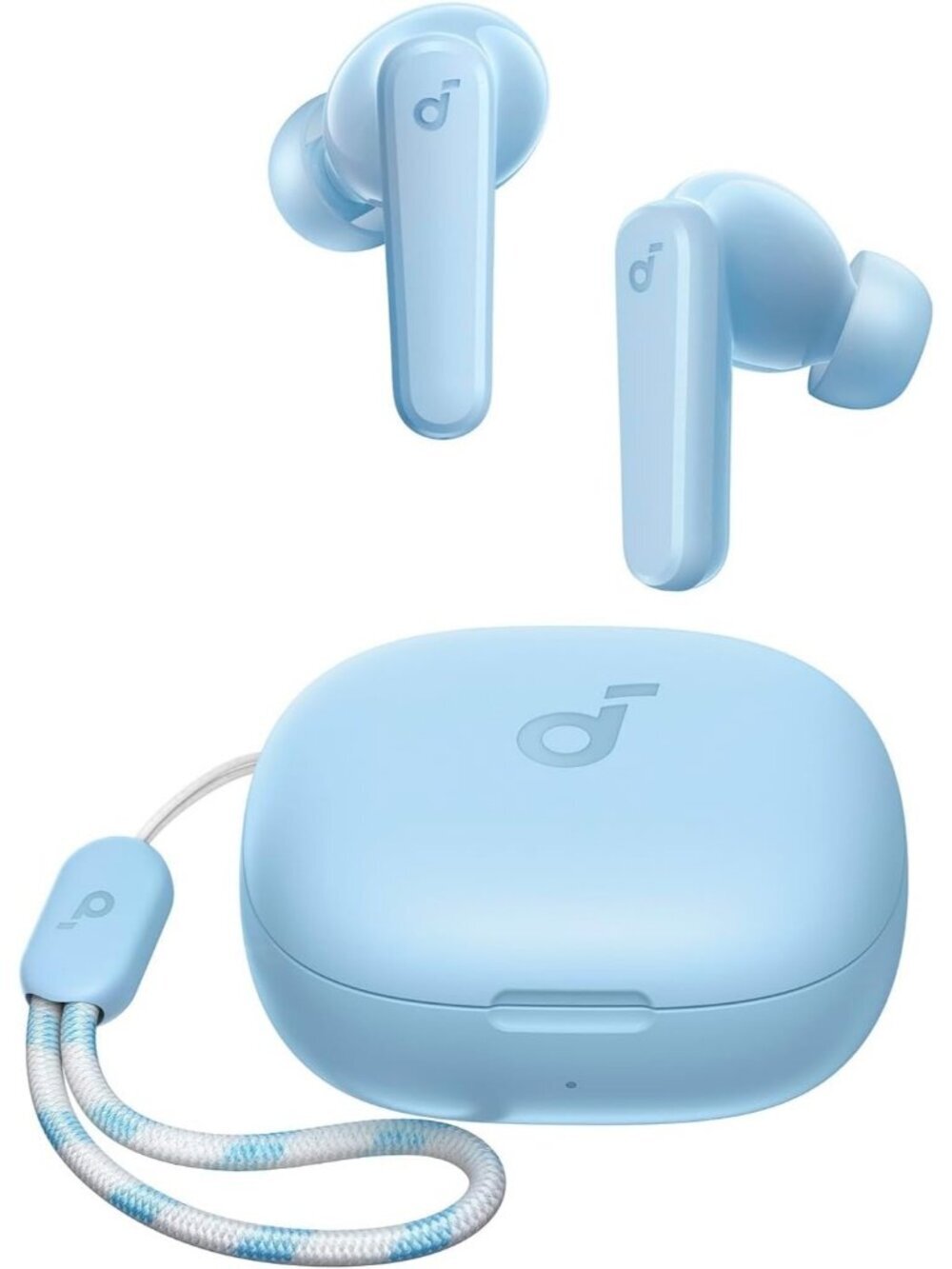 Wireless Light Blue Anker P20i True Big Bass 30H Playtime Call Bluetooth Earbud